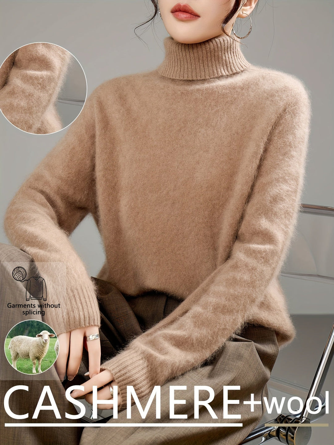Winter fashion essential: Women's luxurious turtleneck, offering comfort & warmth.