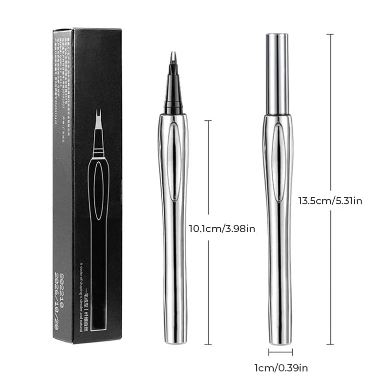 Liquid eyebrow pencil with micro-fork tip, a cosmetic tool for achieving defined, waterproof, and long-lasting brows.
