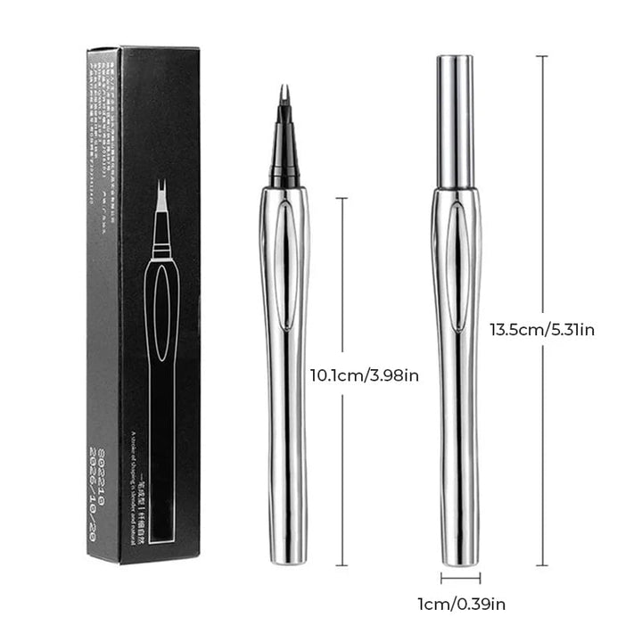 Liquid eyebrow pencil with micro-fork tip, a cosmetic tool for achieving defined, waterproof, and long-lasting brows.