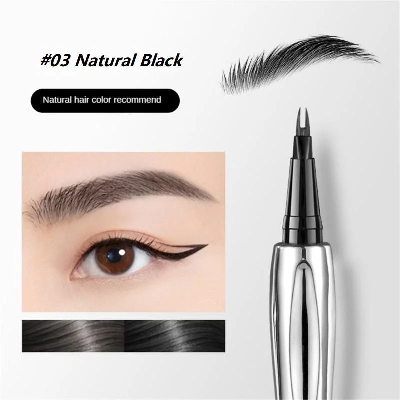 Stylized product shot of the micro-fork tip liquid eyebrow pencil, a must-have for natural, long-lasting eyebrows.