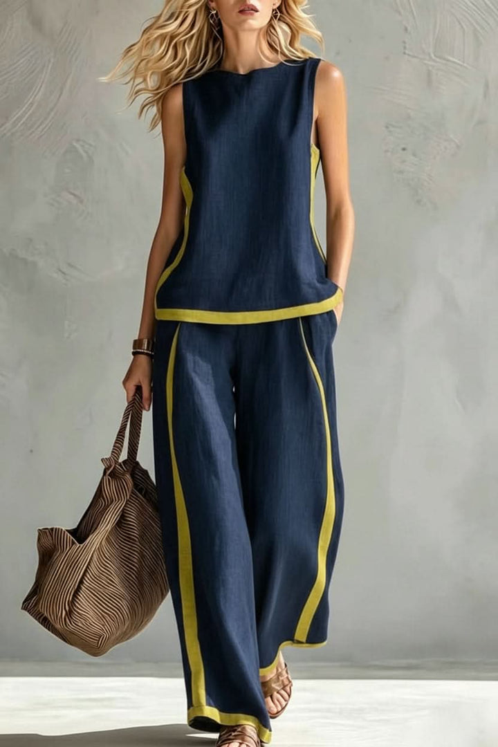 Elegant women's matching set: a minimalist casual two-piece outfit for effortless commute style & everyday comfort.