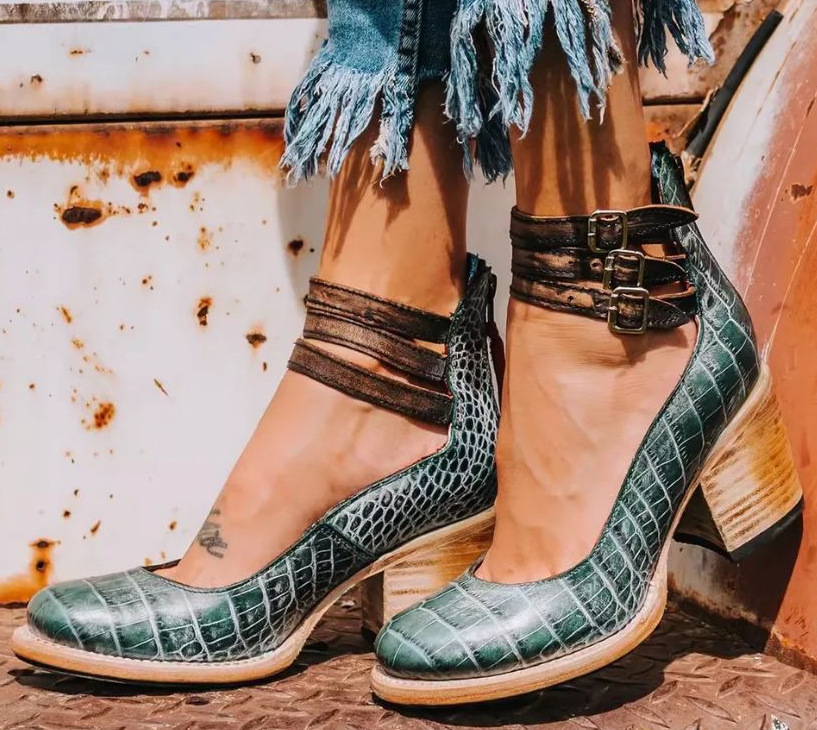 Versatile women's multi-strap block heel ankle boots; trendy, comfortable, and perfect for any season.