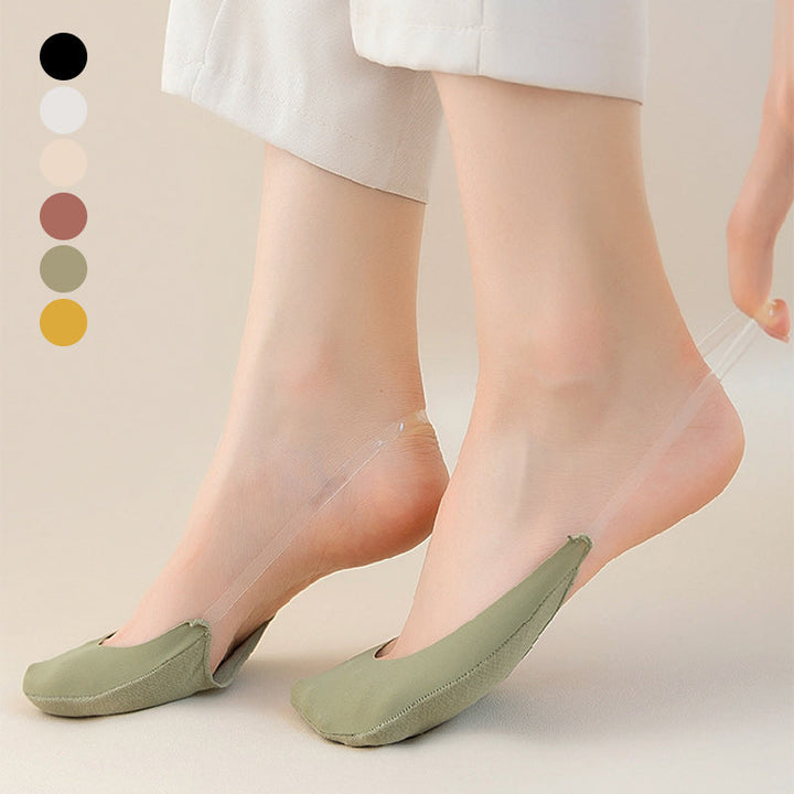 Women's no-show toe topper slingback socks in beige, perfect for summer footwear
