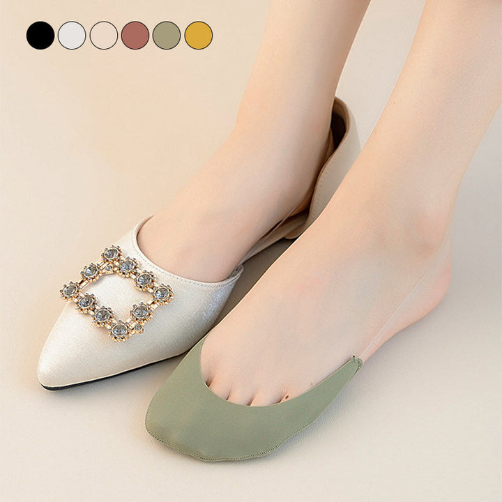 Close-up of women's invisible toe topper socks with a comfortable slingback design