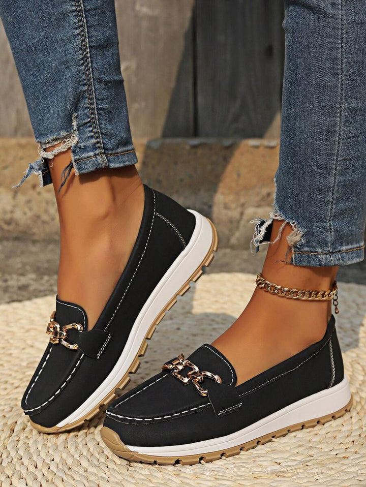 Durable women's orthopedic loafers, built for support & safety with a non-slip outsole.