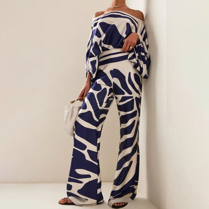 Comfortable, relaxed fit off-shoulder summer two-piece set for women. Casual & chic style.