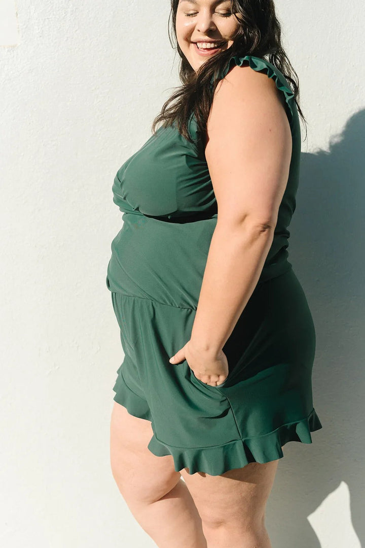 New women's supportive one-piece swimsuit featuring a built-in bra for comfortable beachwear & flattering fit.