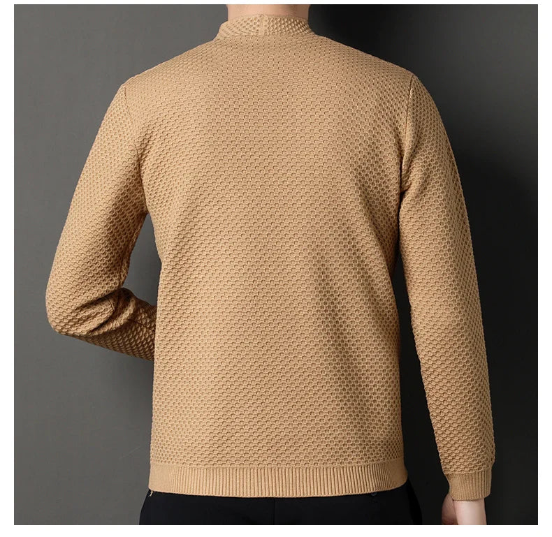 Pairing suggestion: women's knit cardigan with a blouse, showcasing its easy layering for fall/winter.