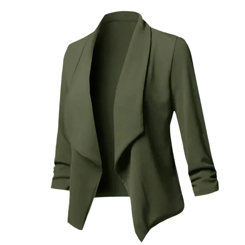 Versatile women's structured blazer, great for professional attire or sophisticated smart casual looks.