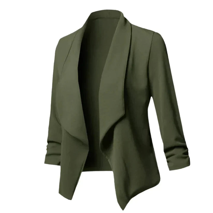 Versatile women's structured blazer, great for professional attire or sophisticated smart casual looks.