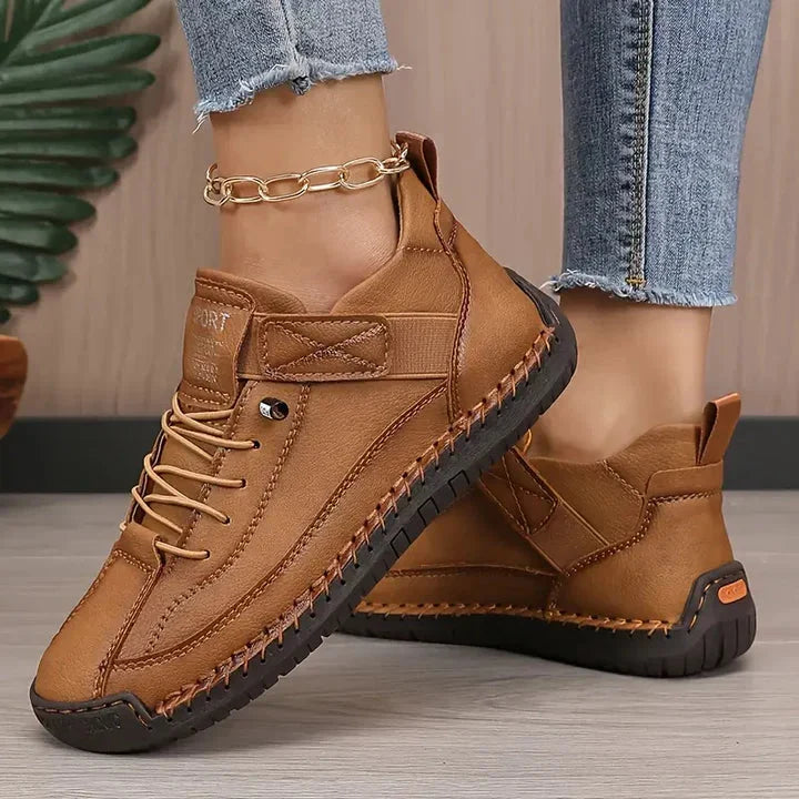 Modern women's comfort shoes by Orthoflex, designed for all-day support & active casual wear.