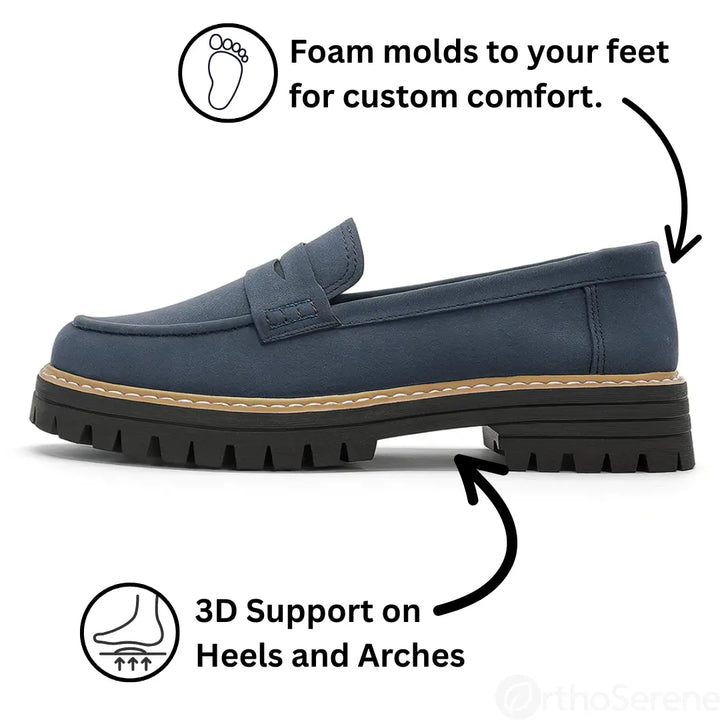 Comfortable women's loafers, wide toe box provides ample foot support for all-day wear.