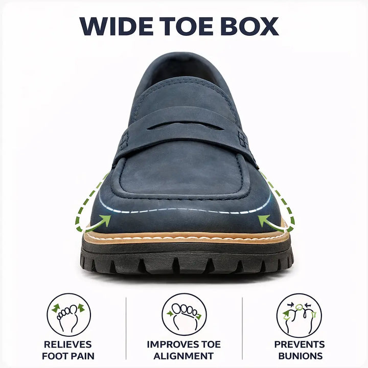 Soft comfortable women's orthopaedic loafers, wide toe box for bunions & toe comfort.
