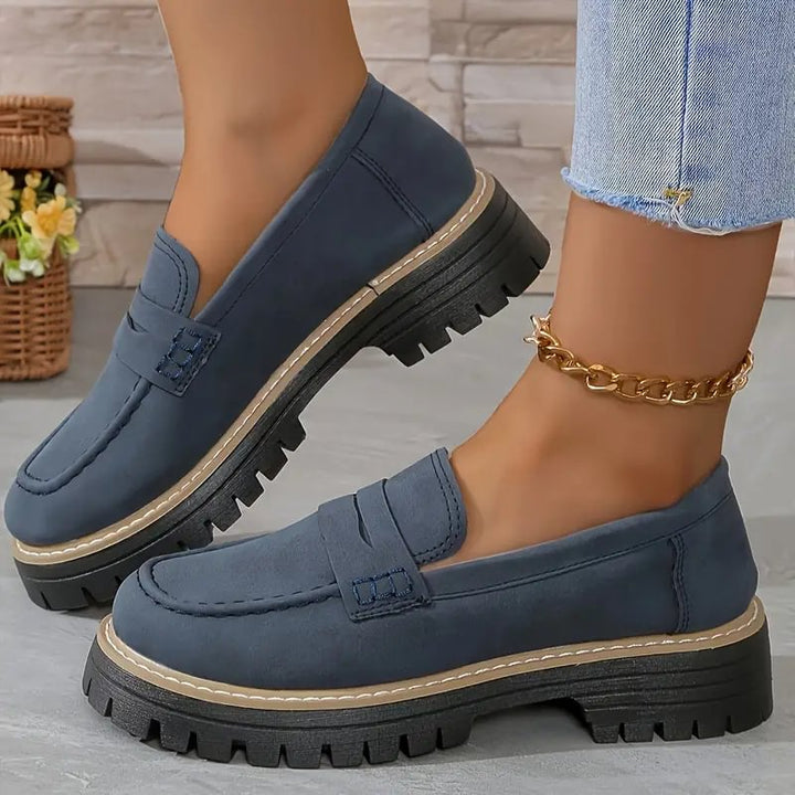 Easy slip-on women's orthopaedic loafers, wide toe box ensures foot comfort & support.