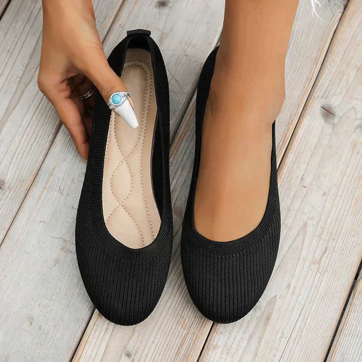 Orthopedic women's casual flats with a rounded toe, perfect for stylish support & all-day comfort.