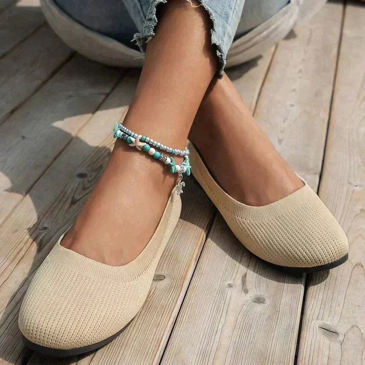 Everyday women's comfort ballet flats, featuring breathable fabric & orthopedic support for happy feet.