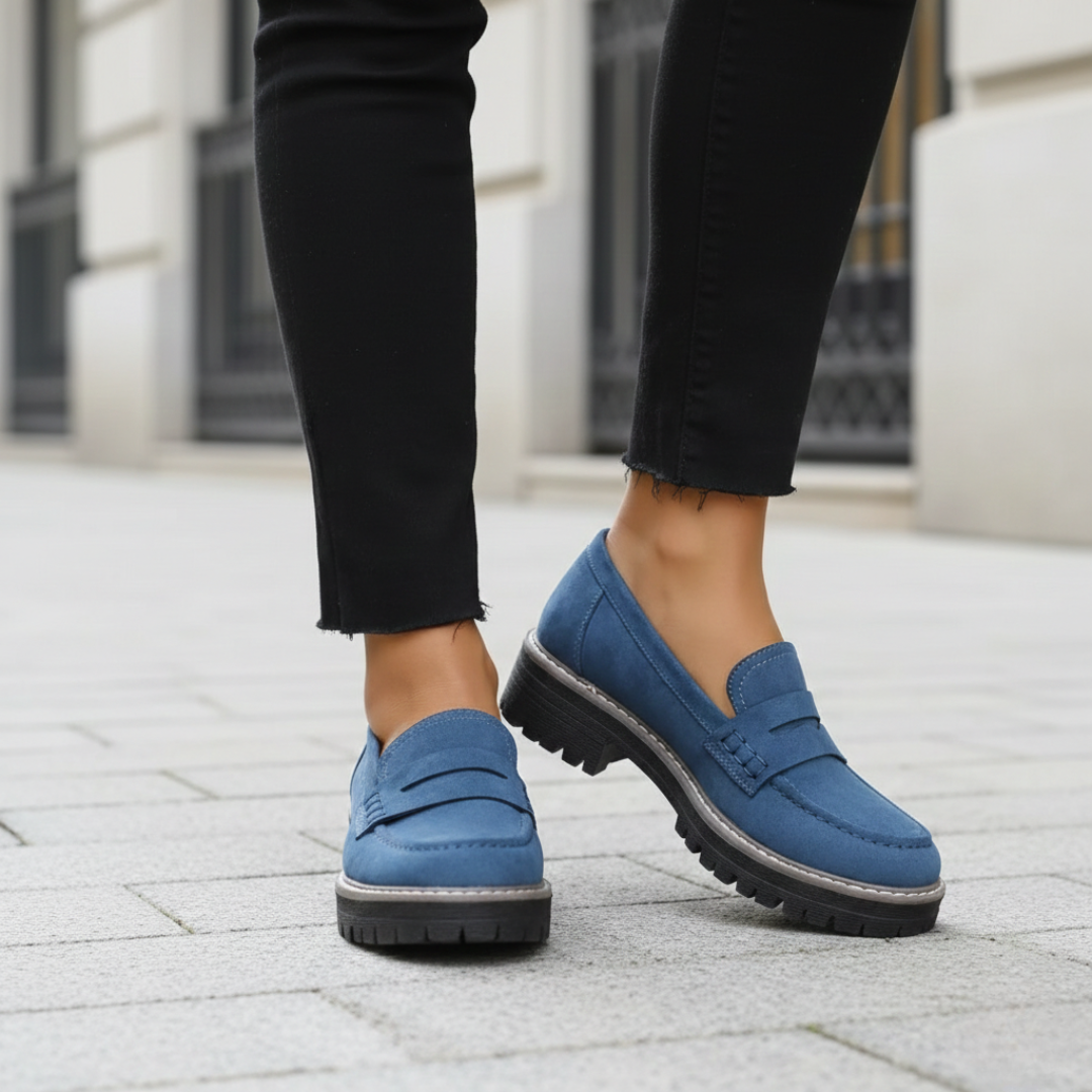 Women's orthopedic chunky sole loafers, ideal for all-day comfort & support.