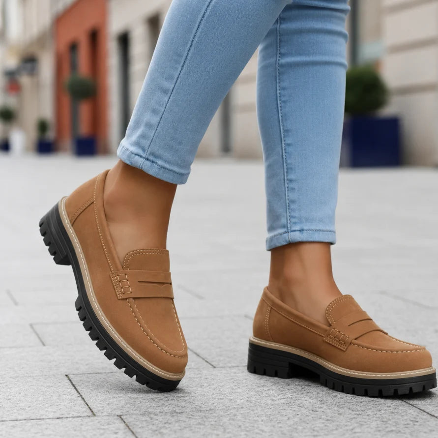 All-day comfort women's orthopedic loafers, with a chic chunky platform sole for modern style.