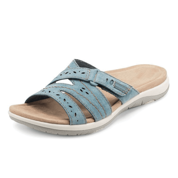Casual women's orthopedic comfort sandals. Features wide toe box, arch support & foot pain relief for summer wear.