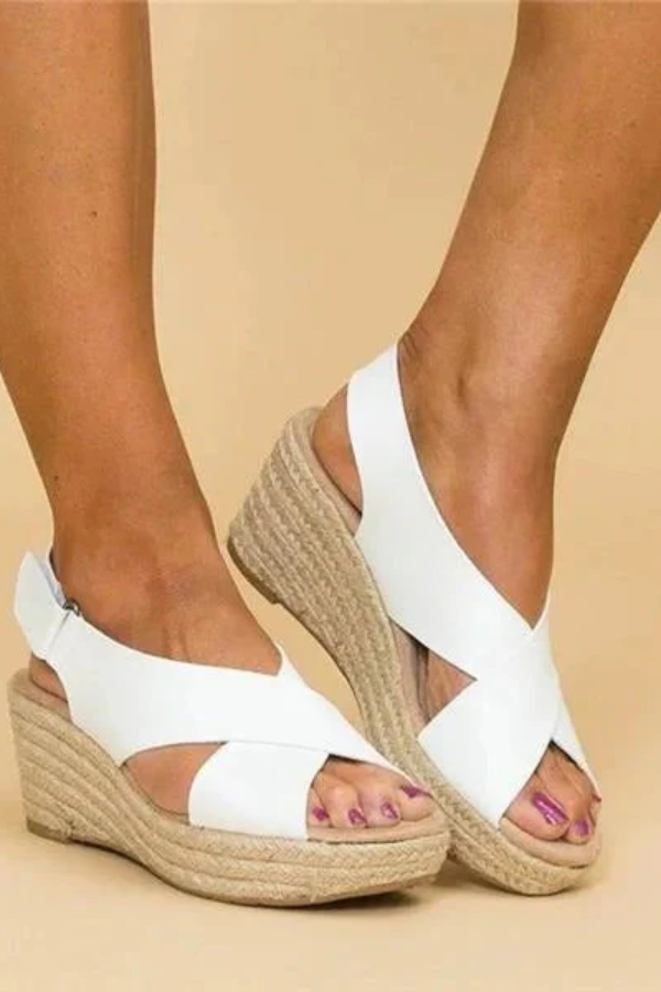Comfortable orthopedic espadrille wedge sandals for women, featuring arch support and stylish design.