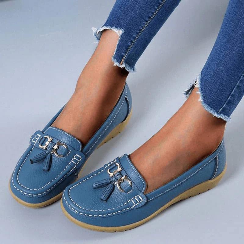 Top view: Women's casual orthopedic loafers, providing foot support & comfort for daily use.