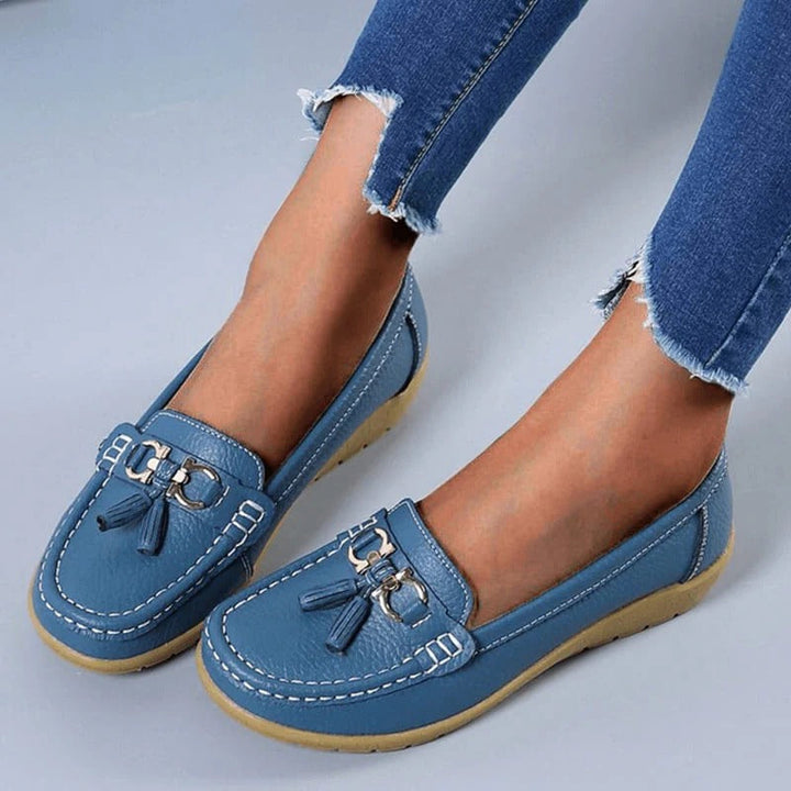 Top view: Women's casual orthopedic loafers, providing foot support & comfort for daily use.