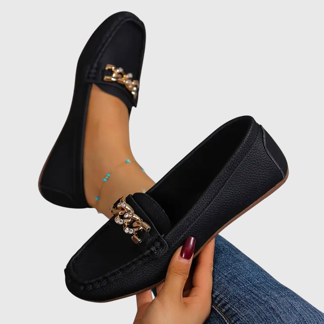 Soft women's comfort loafers; durable orthopedic shoes designed for ultimate foot support.