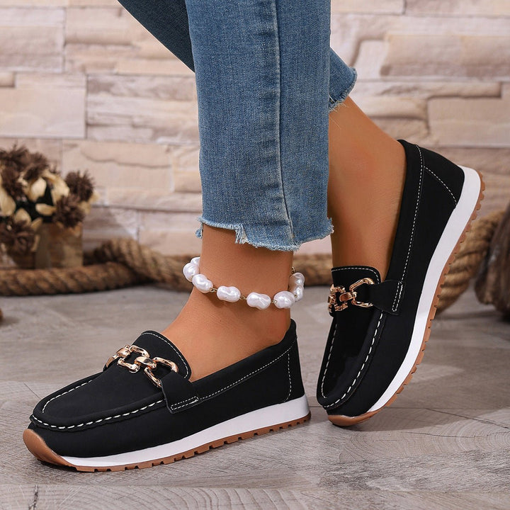 Slip-on women's loafers for foot health: orthopedic design with wide toe box & arch support.