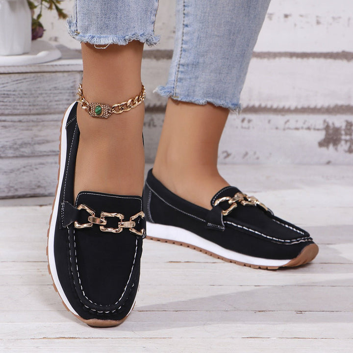 Orthopedic women's casual loafers, featuring enhanced arch support and a comfortable fit.