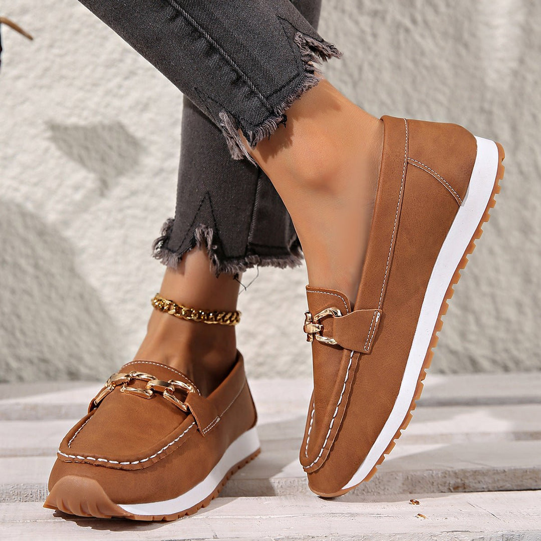 Comfortable women's slip-on loafers, orthopedic design with enhanced arch support.