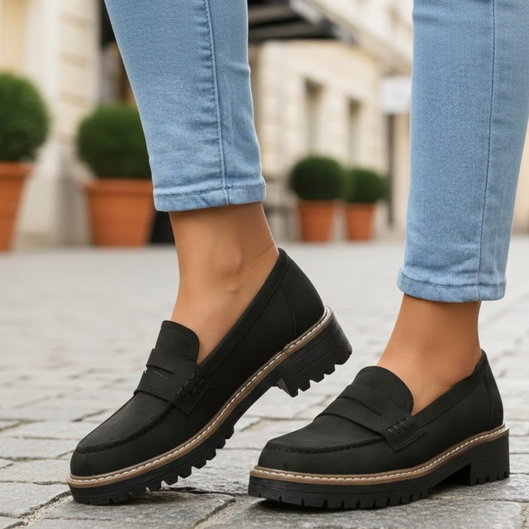 Women's orthopedic loafers with cushioned insoles for ergonomic comfort, perfect for everyday wear.