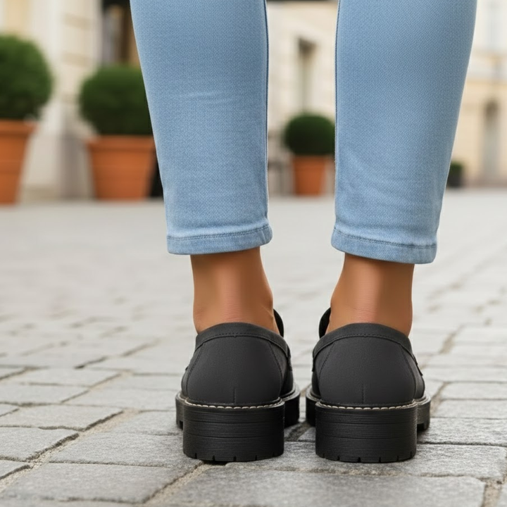 Stylish women's slip-on loafers, modern design with orthopedic features and cushioned comfort.