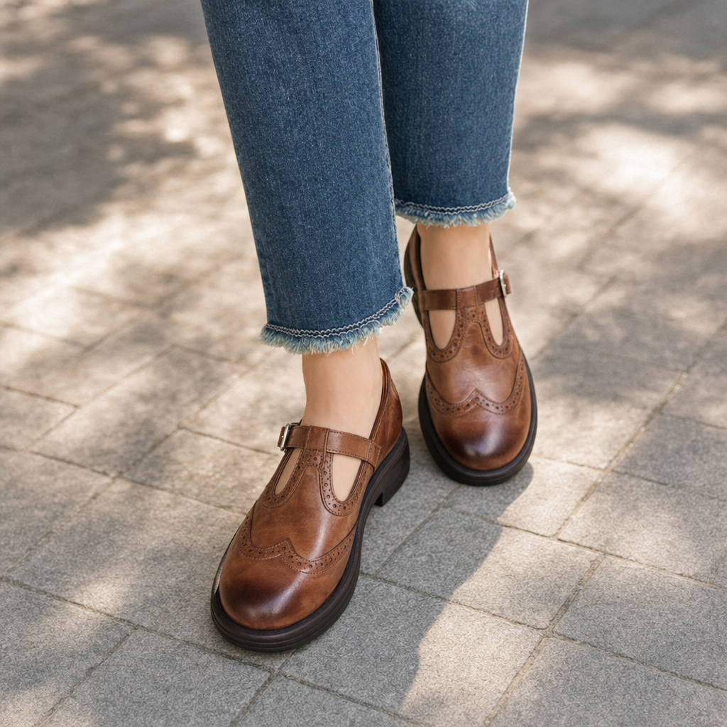 Comfortable women's Mary Jane flats with excellent arch & foot support, ideal for daily walking.