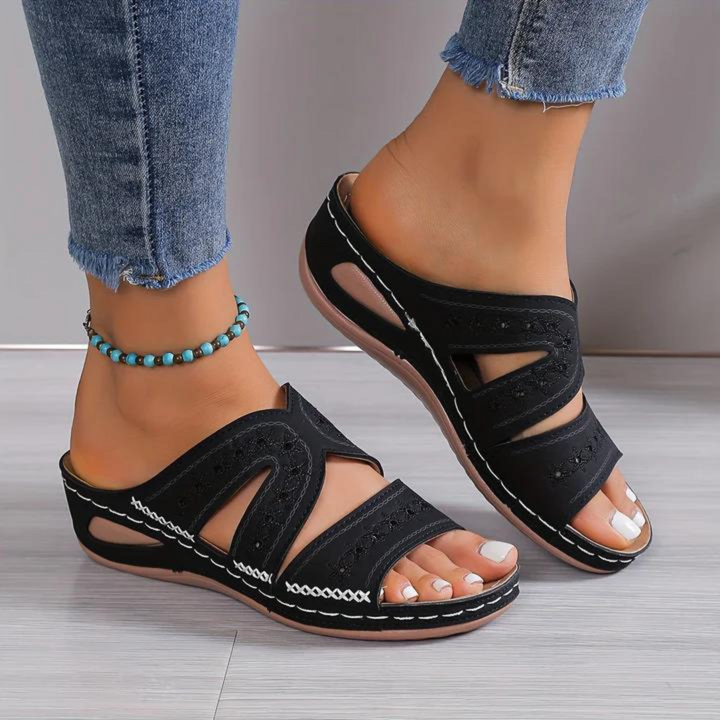 Stylish open-toe orthopedic sandals for women, designed for all-day comfort & supportive daily wear.