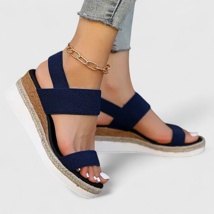 Women's orthopedic open-toe wedge sandals, casual, supportive, offering arch support & heel pain relief.