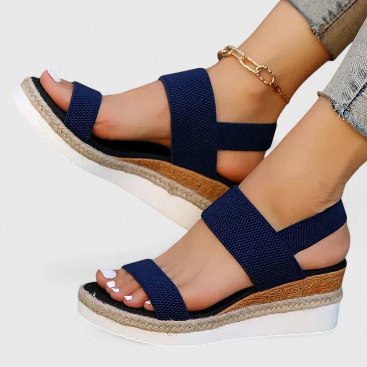 Casual women's open-toe wedge sandals, orthopedic design ensures comfortable foot support & stylish relief.