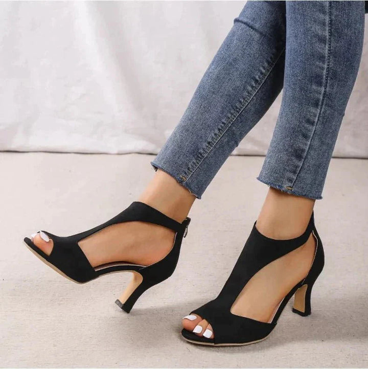 Versatile women's orthopedic summer heels, peep toe and T-strap design, offering comfort for party wear.