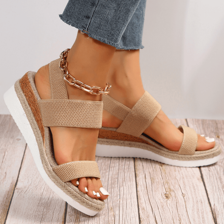 Women's orthopedic platform sandals for all-day comfort and arch support.