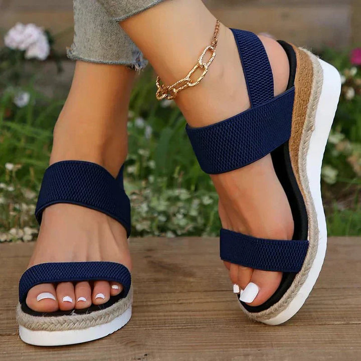 Chic women's orthopedic platform sandals, combining style with practical arch support.