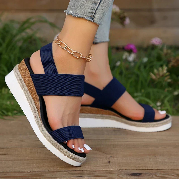 Comfortable women's orthopedic platform sandals with arch support, ideal for summer walking.