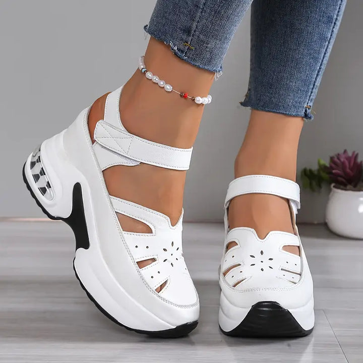 Adjustable platform wedge sandals for women, offering superior orthopedic arch support and comfort.