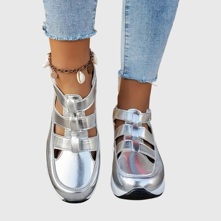 Bottom view of women's orthopedic sandals, showing the durable non-slip sole for secure footing.