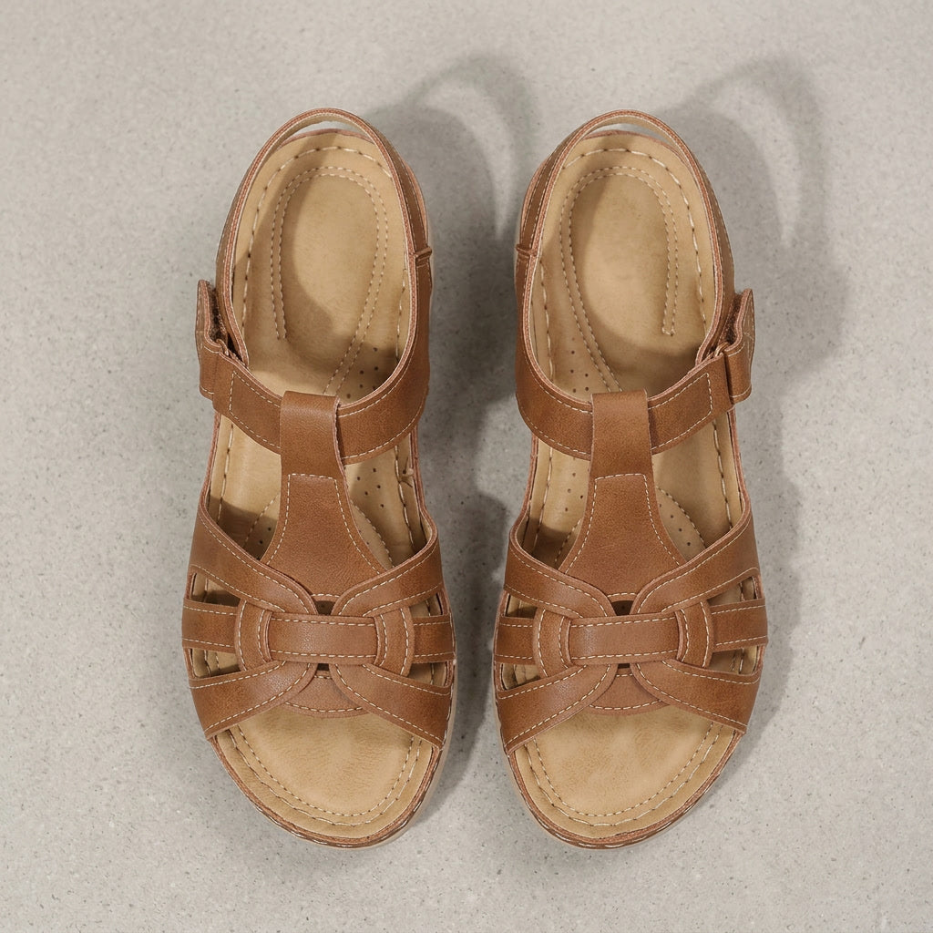 Supportive women's orthopedic sandals with Velcro straps for all-day comfort & daily wear.