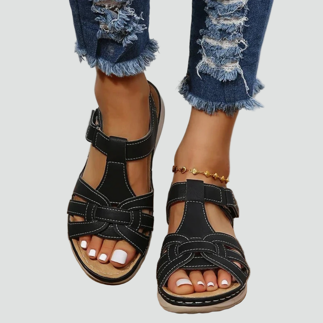 Comfortable women's orthopedic sandals, open-toe with Velcro straps for adjustable daily support.