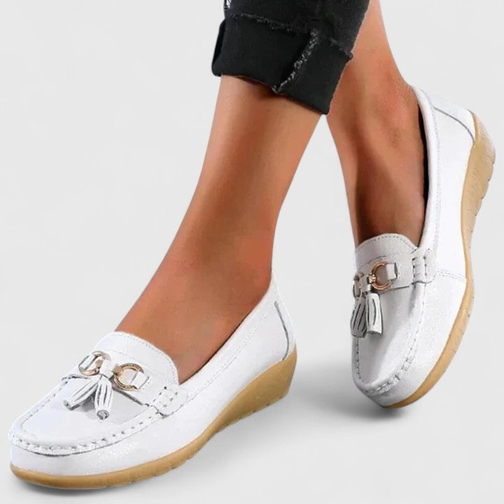 Cushioned slip-on comfort shoes for women, ideal as everyday orthopedic work loafers.