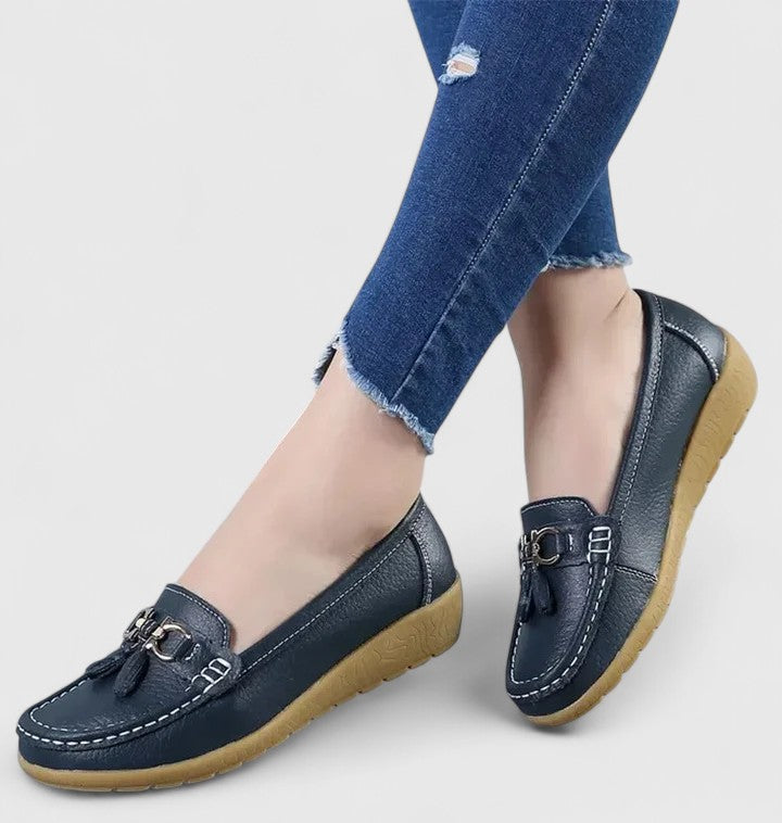 Formal slip-on comfort loafers for women, providing essential orthopedic foot support.