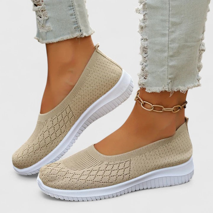 Casual women's orthopedic walking shoes, easy slip-on style with superior comfort and arch support.