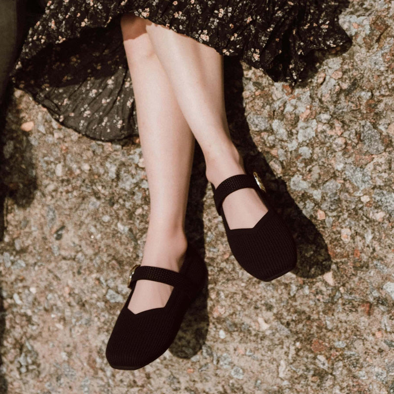 Durable & comfortable women's square toe Mary Jane flats with orthopedic support.