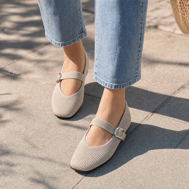 Stylish women's square toe Mary Jane flats with orthopedic support for comfortable all-day wear.