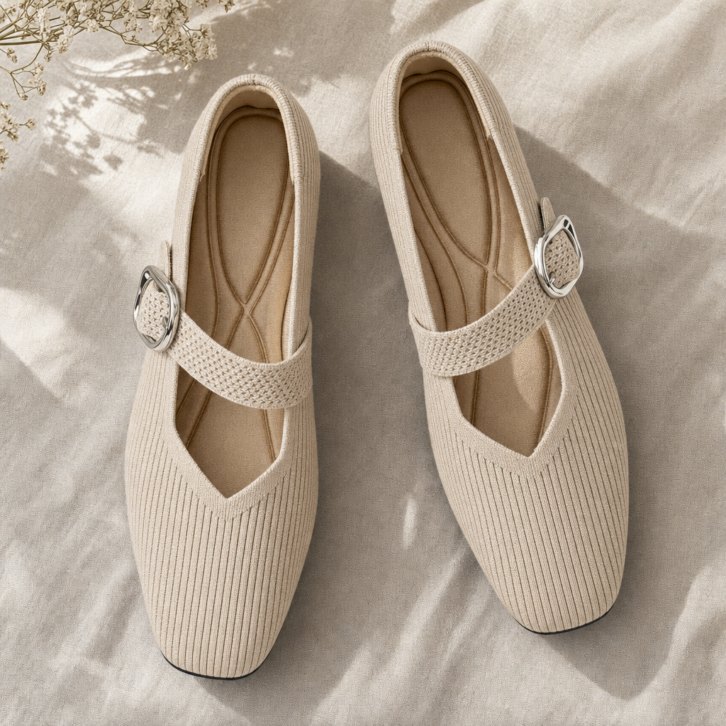 Comfortable women's Mary Jane flats, featuring a modern square toe and orthopedic design.